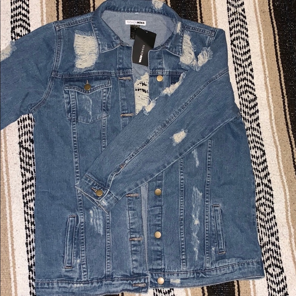 Distressed jean jacket
